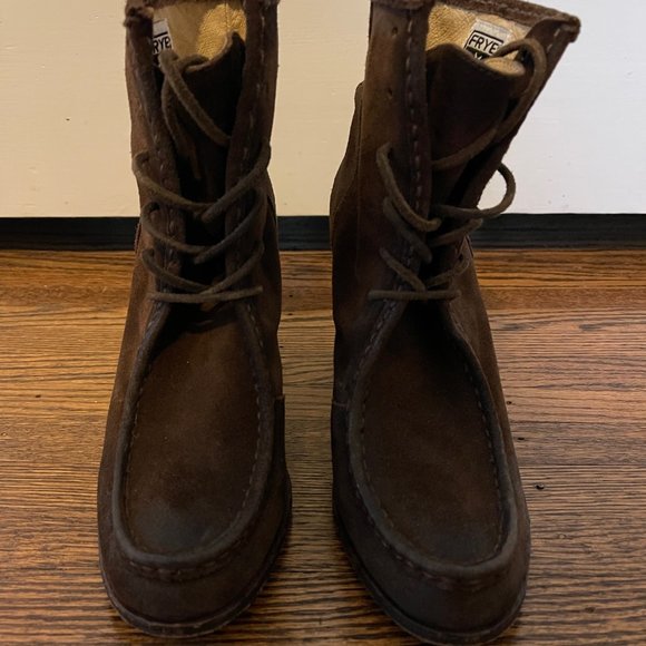 Frye Brown Parker Nubuck Lace-up Boots Size 8.5 - Picture 4 of 6